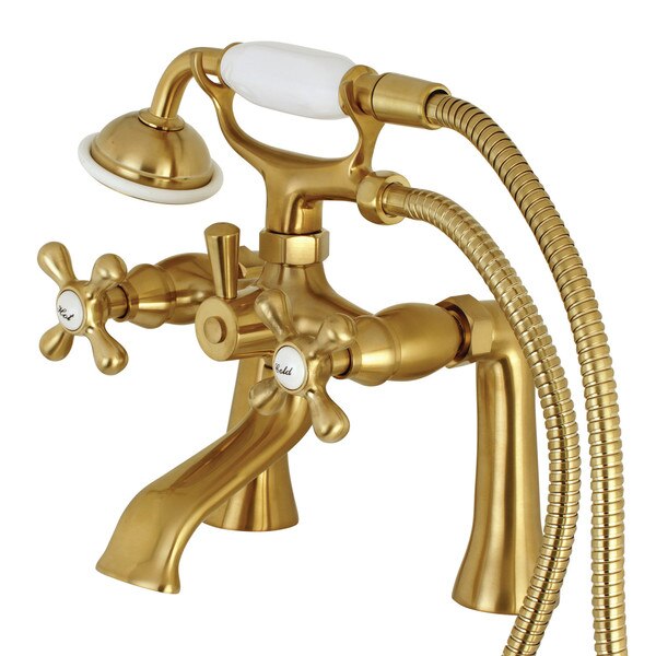 Deck-Mount Clawfoot Tub Faucet, Brushed Brass, Deck Mount