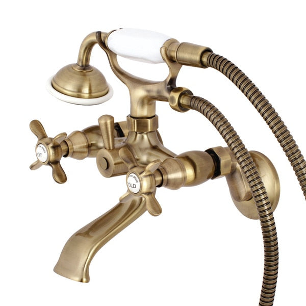 Wall-Mount Clawfoot Tub Faucet, Antique Brass, Tub Wall Mount