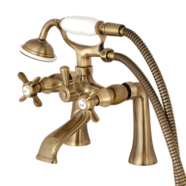Deck-Mount Clawfoot Tub Faucet, Antique Brass, Deck Mount