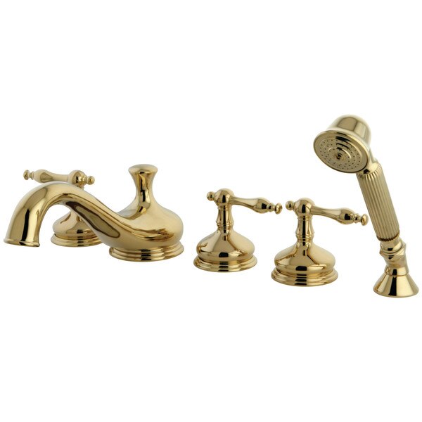 Roman Tub Faucet, Polished Brass, Deck Mount