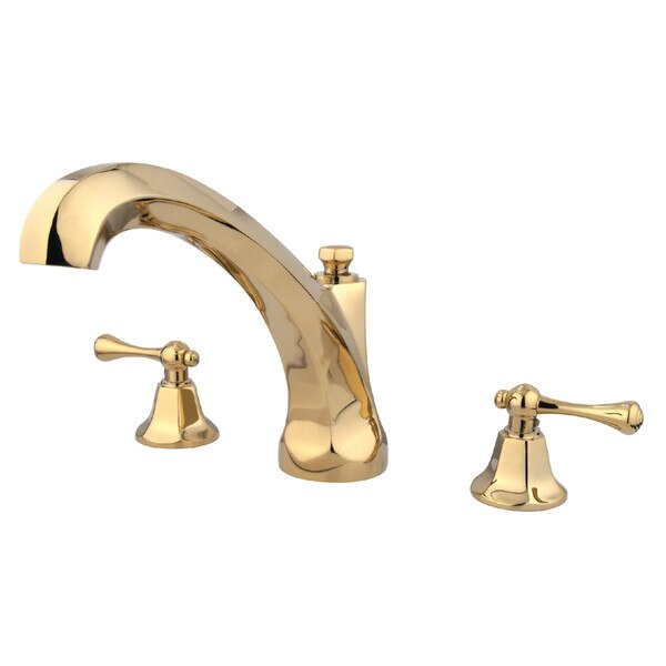 Roman Tub Faucet, Polished Brass, Deck Mount