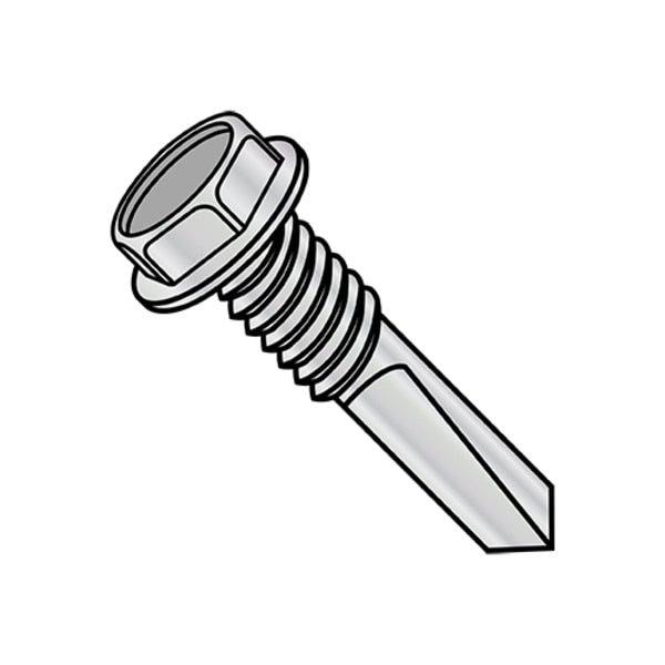 #12-24 x 1-1/2 in Hex Hex Machine Screw, Plain Steel, 2000 PK