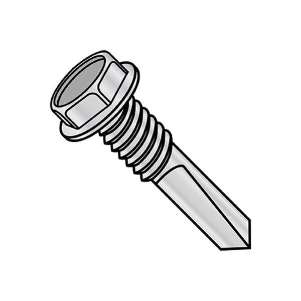 #12-24 x 2 in Hex Hex Machine Screw, Plain Steel, 2000 PK