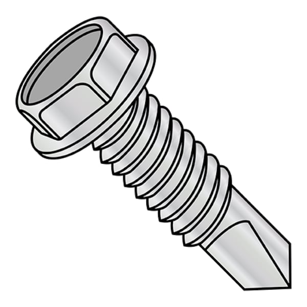 #12-24 x 1-1/4 in Hex Hex Machine Screw, Plain Steel, 3000 PK