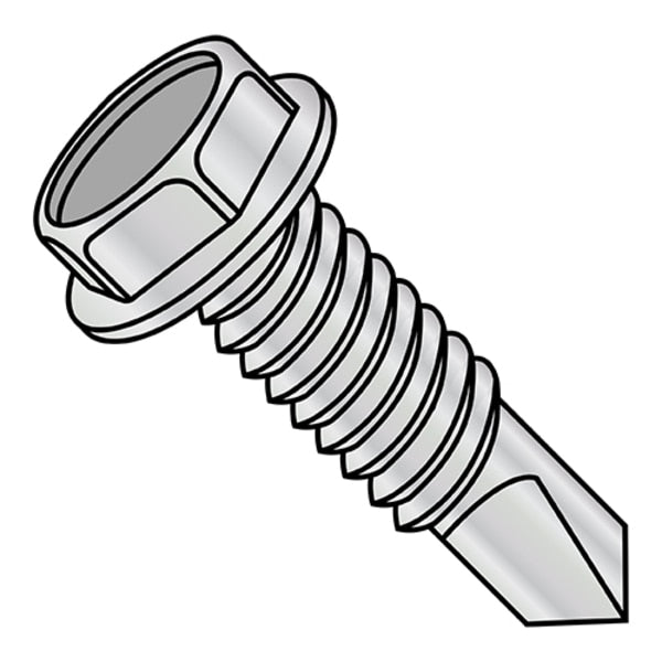 #12-24 x 1 in Hex Hex Machine Screw, Plain Steel, 3000 PK