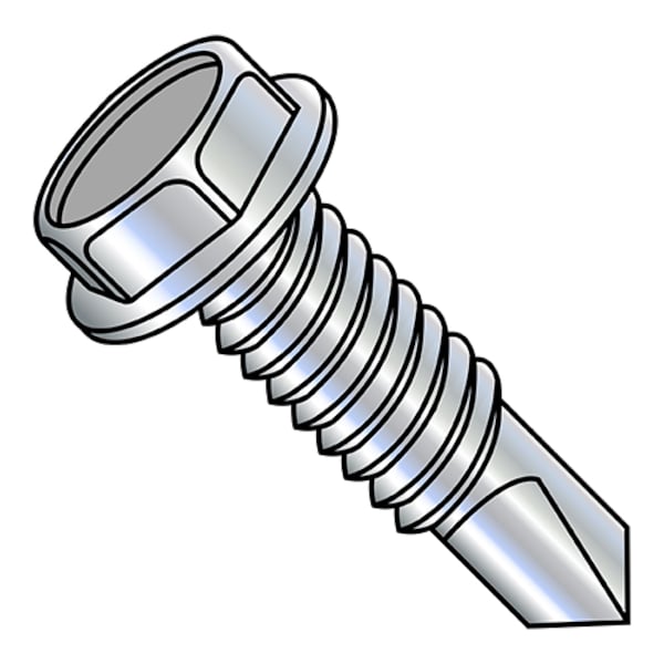 #10-32 x 1 in Hex Hex Machine Screw, Zinc Plated Steel, 3500 PK