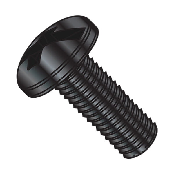 #10-32 x 1/2 in Combination Phillips/Slotted Pan Machine Screw, Black Oxide Steel, 7000 PK