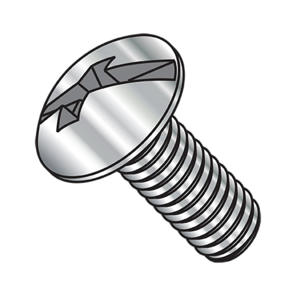#10-32 x 1/2 in Combination Phillips/Slotted Truss Machine Screw, Plain Steel, 4000 PK