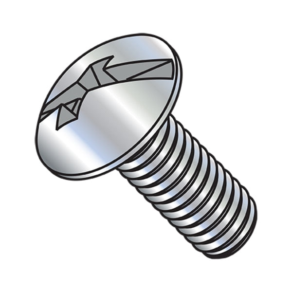#10-32 x 1 in Combination Phillips/Slotted Truss Machine Screw, Zinc Plated Steel, 4000 PK