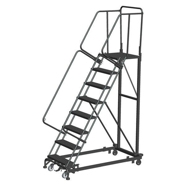 Safety Rolling Ladder, Steel, 80 in.H