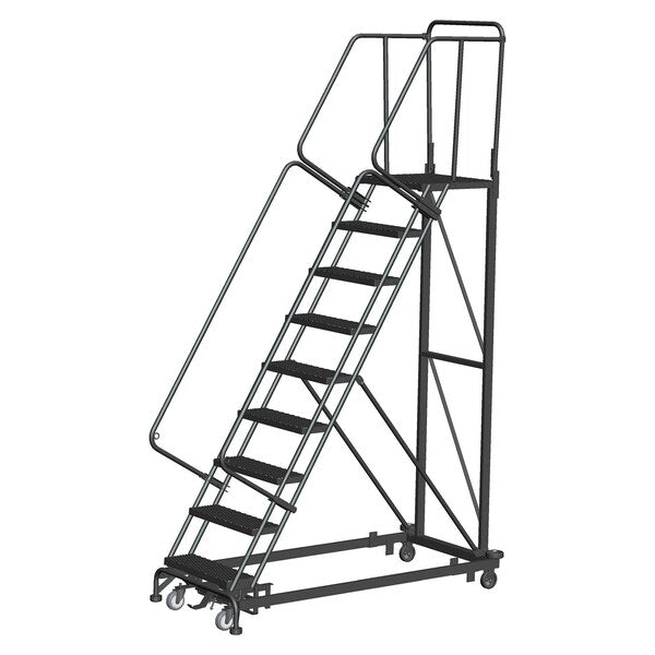 Safety Rolling Ladder, Steel, 90 in.H