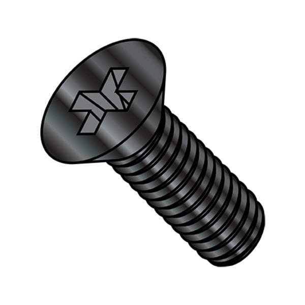 #10-24 x 5/8 in Phillips Flat Machine Screw, Black Oxide Stainless Steel, 3000 PK