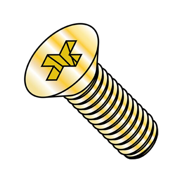#10-32 x 3/8 in Phillips Flat Machine Screw, Zinc Yellow Steel, 10000 PK