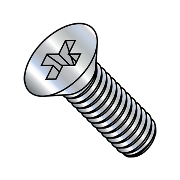 #10-32 x 1-1/8 in Phillips Flat Machine Screw, Zinc Plated Steel, 5000 PK