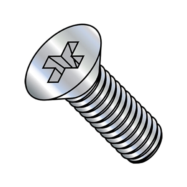#10-32 x 1-1/2 in Phillips Flat Machine Screw, Zinc Plated Steel, 3500 PK