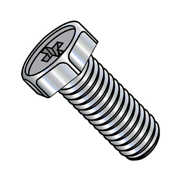 #10-32 x 3/8 in Phillips Hex Machine Screw, Zinc Plated Steel, 9000 PK