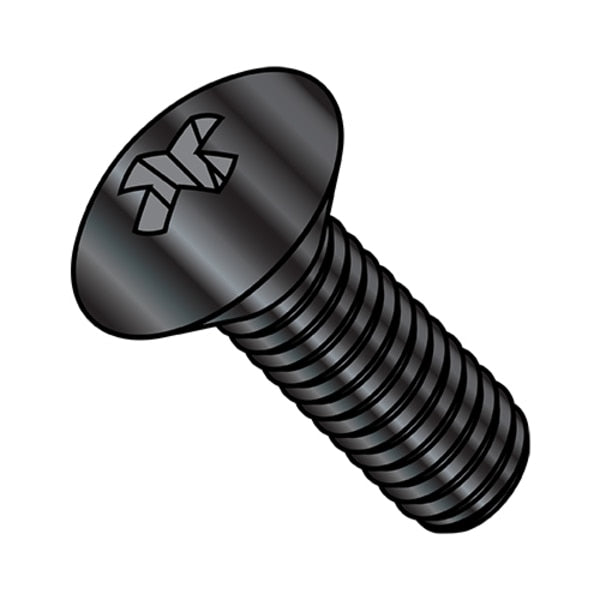 #10-32 x 1 in Phillips Oval Machine Screw, Black Oxide Steel, 5000 PK