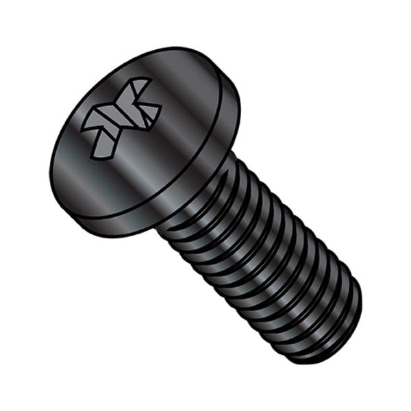 #10-32 x 1 in Phillips Pan Machine Screw, Black Oxide Stainless Steel, 2000 PK