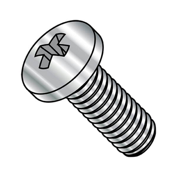 #10-32 x 1 in Phillips Pan Machine Screw, Plain 410 Stainless Steel, 2000 PK