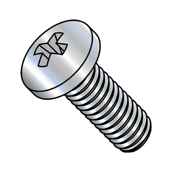 #10-32 x 1 in Phillips Pan Machine Screw, Zinc Plated Steel, 4000 PK