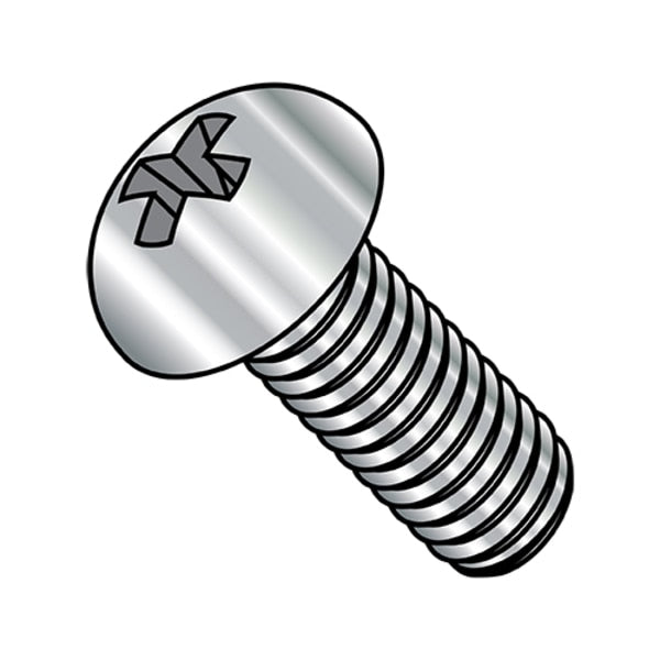 #10-32 x 1 in Phillips Round Machine Screw, Plain Stainless Steel, 2000 PK