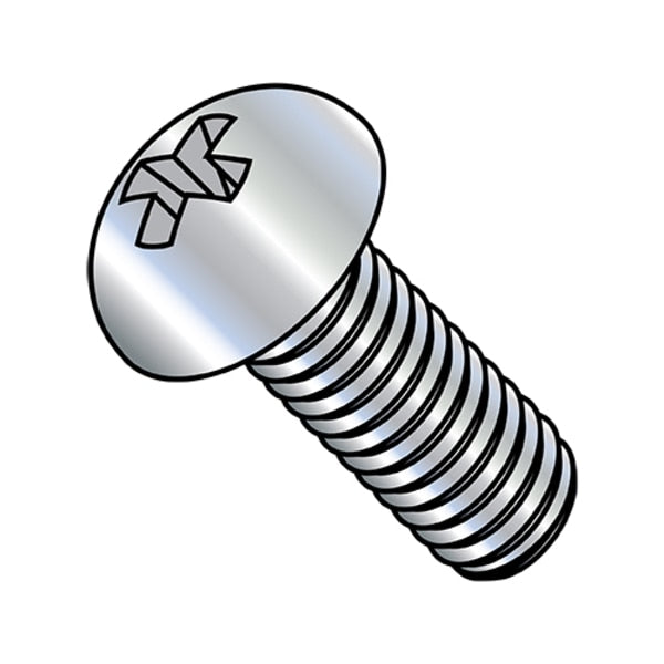 #10-24 x 2-1/4 in Phillips Round Machine Screw, Zinc Plated Steel, 1500 PK