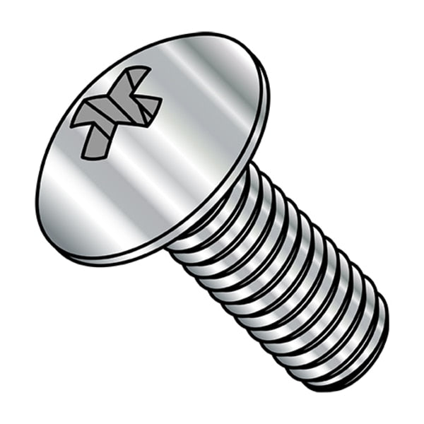 #10-32 x 1/2 in Phillips Truss Machine Screw, Plain Steel, 3000 PK