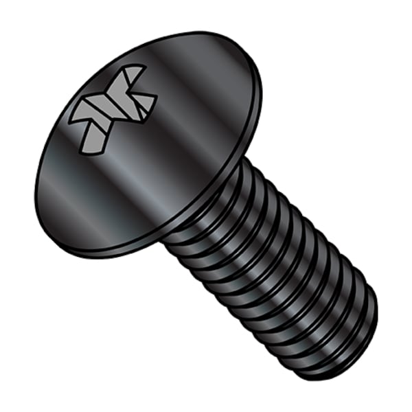 #10-32 x 2 in Phillips Truss Machine Screw, Black Oxide Steel, 1500 PK