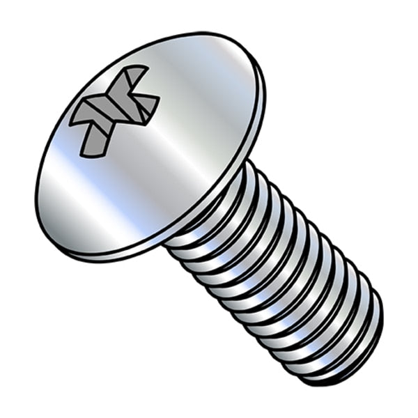 #10-32 x 1-1/2 in Phillips Truss Machine Screw, Zinc Plated Steel, 2000 PK