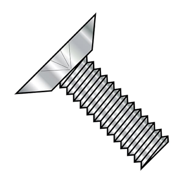 #10-32 x 1/4 in Phillips Flat Machine Screw, Plain Steel, 4000 PK