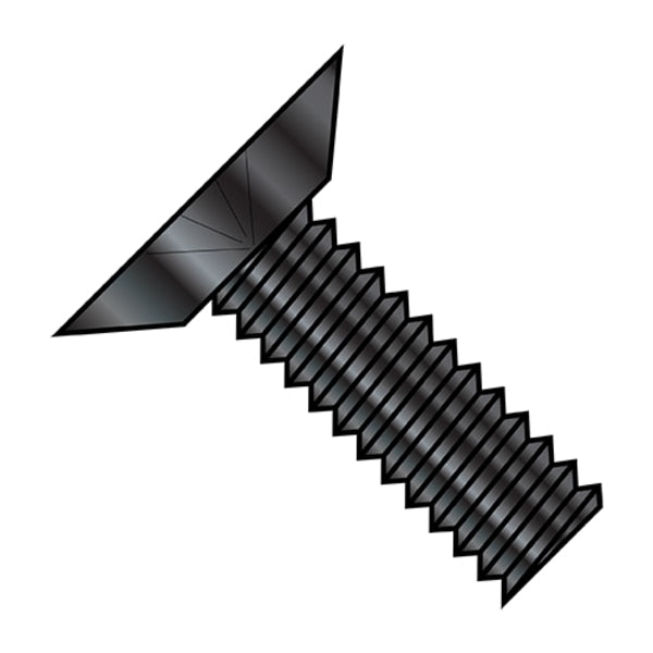 #10-32 x 1 in Phillips Flat Machine Screw, Black Oxide Steel, 6000 PK