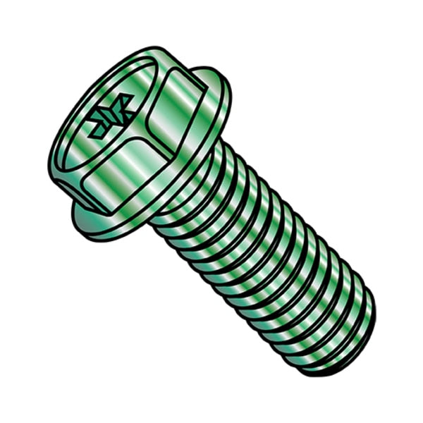 #10-32 x 1/2 in Phillips Hex Machine Screw, Zinc Plated Steel, 6000 PK