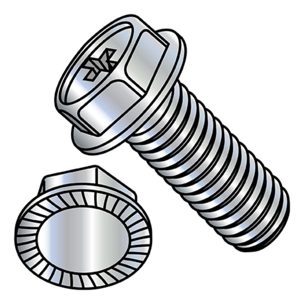 #10-32 x 1/2 in Phillips Hex Machine Screw, Zinc Plated Steel, 6000 PK