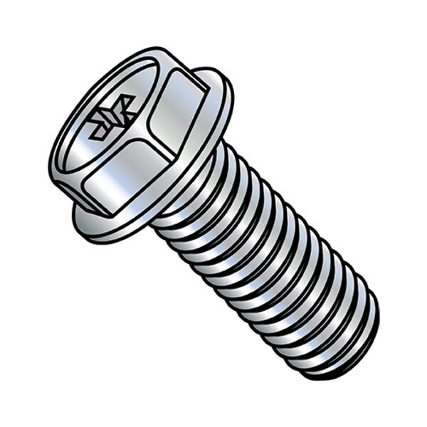 #10-32 x 3/4 in Phillips Hex Machine Screw, Zinc Plated Steel, 5000 PK