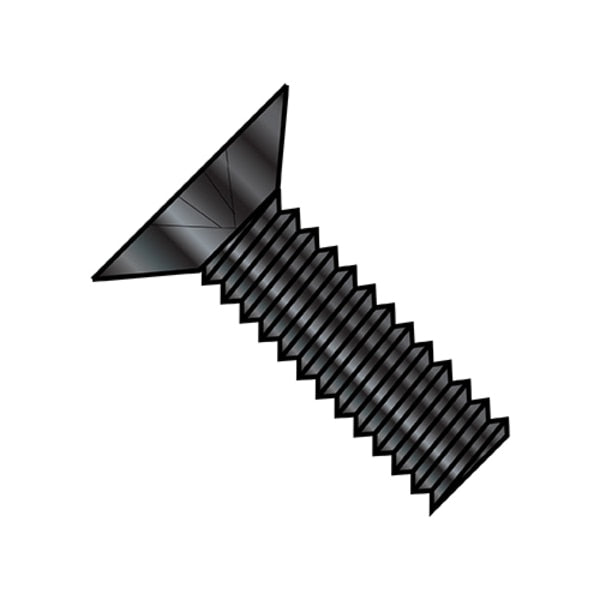 #10-32 x 1 in Phillips Flat Machine Screw, Plain Steel, 1000 PK