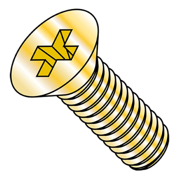 #10-24 x 5/8 in Phillips Flat Machine Screw, Cadmium Steel, 5000 PK