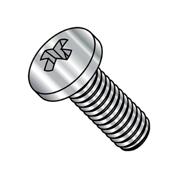 #10-32 x 3/4 in Phillips Pan Machine Screw, Plain Steel, 1000 PK