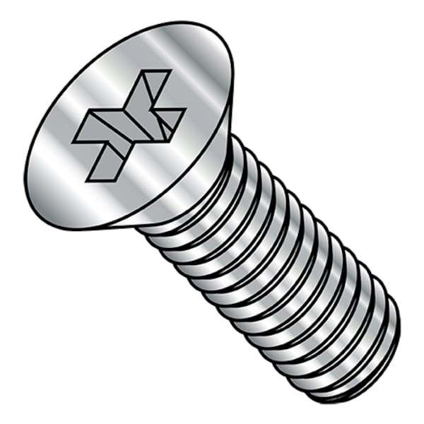 #10-32 x 1 in Phillips Flat Machine Screw, Plain Stainless Steel, 1000 PK