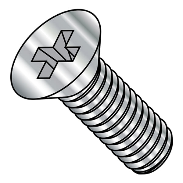 #10-32 x 1-1/2 in Phillips Flat Machine Screw, Plain Stainless Steel, 1000 PK