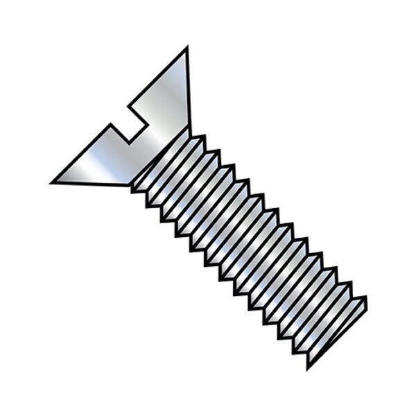 #12-24 x 1-1/2 in Slotted Flat Machine Screw, Zinc Plated Steel, 3000 PK