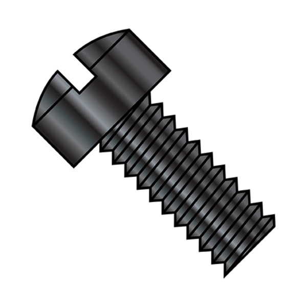 #10-32 x 1/2 in Slotted Fillister Machine Screw, Black Oxide Steel, 7000 PK