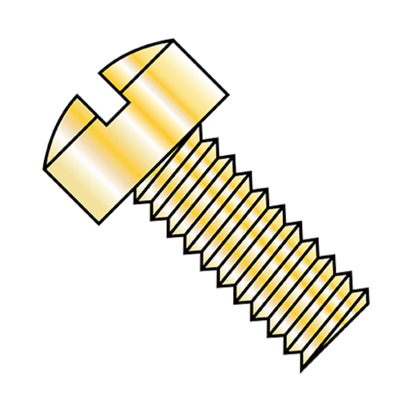 #10-32 x 1/2 in Slotted Fillister Machine Screw, Zinc Yellow Steel, 7000 PK
