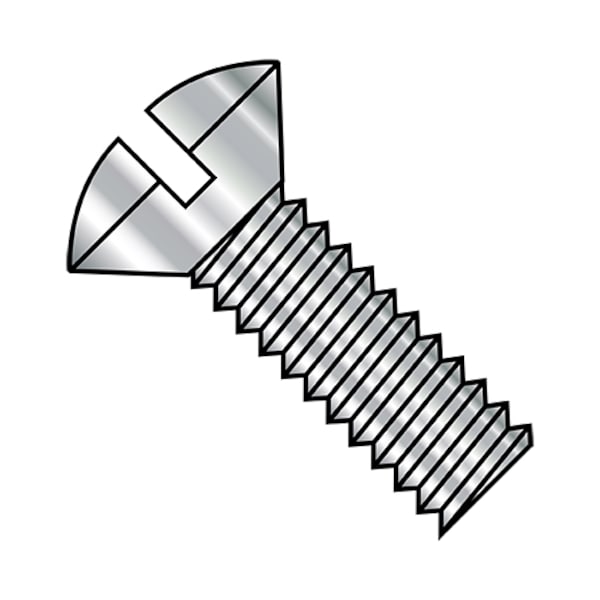 #10-32 x 3/4 in Slotted Oval Machine Screw, Plain Steel, 2000 PK