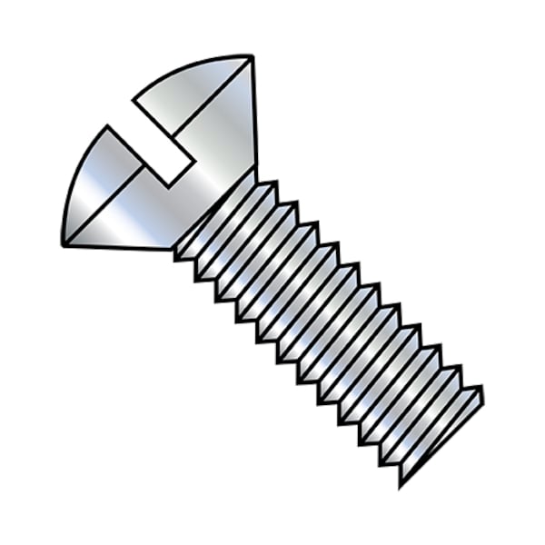 #10-32 x 1/2 in Slotted Oval Machine Screw, Zinc Plated Steel, 7000 PK