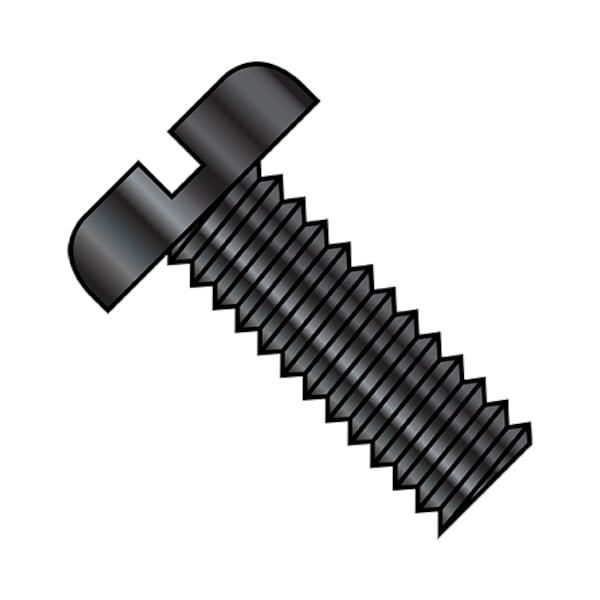 #10-32 x 1/2 in Slotted Pan Machine Screw, Black Oxide Steel, 7000 PK