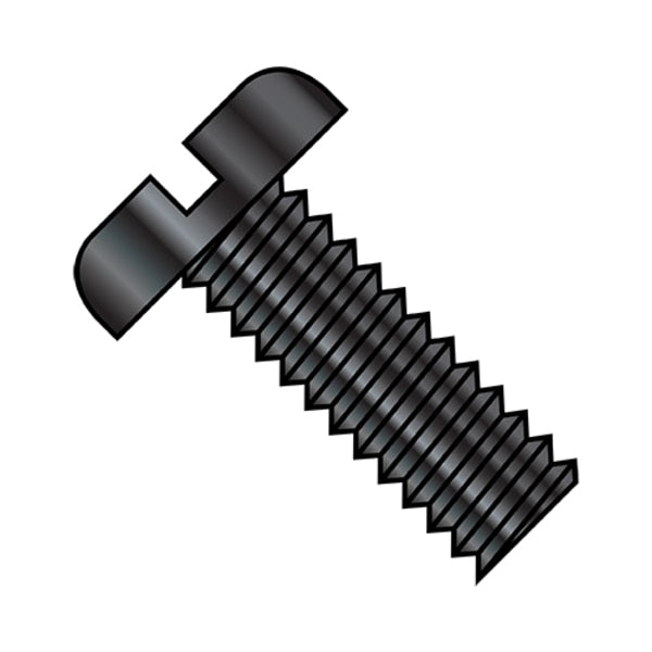 #10-32 x 3/8 in Slotted Pan Machine Screw, Black Oxide Steel, 8000 PK