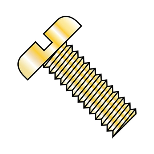 #10-32 x 1 in Slotted Pan Machine Screw, Zinc Yellow Steel, 4000 PK