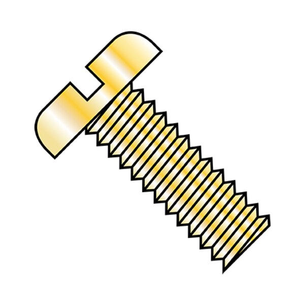 #10-32 x 1/2 in Slotted Pan Machine Screw, Zinc Yellow Steel, 7000 PK