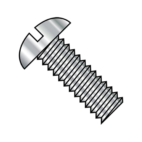 #10-32 x 1-1/2 in Slotted Round Machine Screw, Plain Steel, 2000 PK