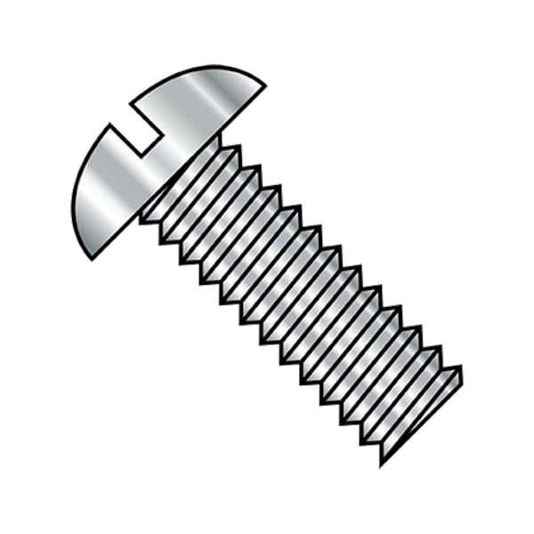 #10-32 x 1 in Slotted Round Machine Screw, Plain Steel, 2000 PK